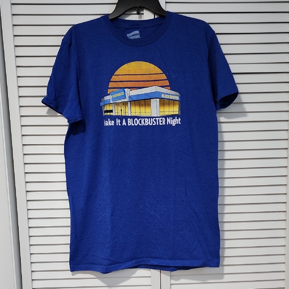 Blockbuster Video "Make It A Blockbuster Night" Graphic Blue T-shirt Men's Large